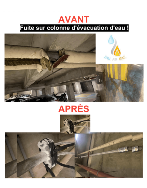 Suppression fuite sur colonne d'alimentation d'eau